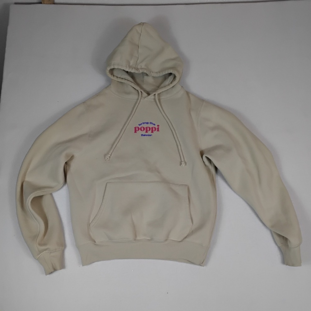 Poppi x Target Cream Hoodie "Bring The Poppi Flavor" Graphic Sweatshirt XS